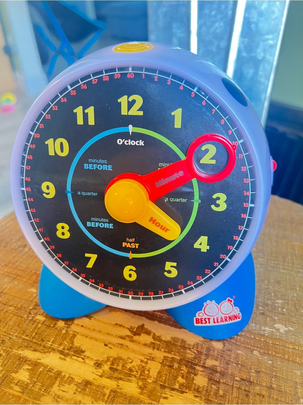 Kids Teaching Clock Toy - Blue & Purple